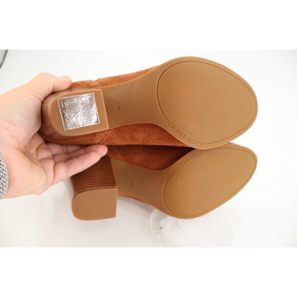 Michael Michael Kors Evaline Heeled High Heeled Ankle Boots Brown Suede Size 10 - Picture 9 of 13